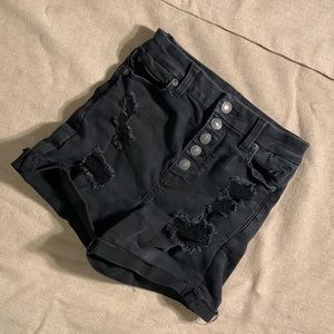 American Eagle Size 0 High waisted black ripped shorts